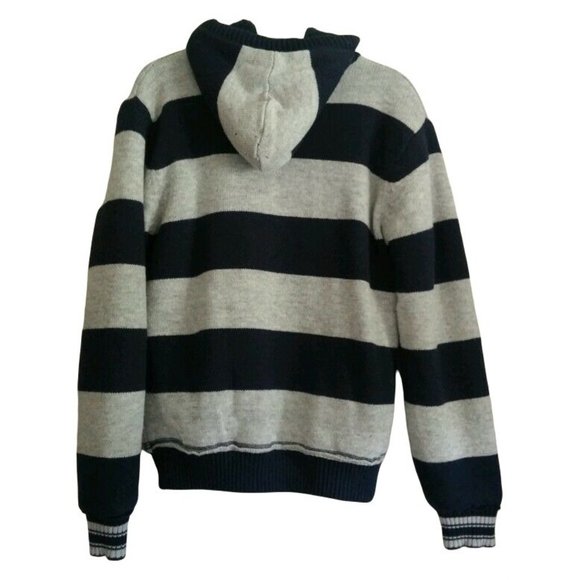 NWOT BUFFALO DAVID BITTON Men's Sweater Jacket SMALL Blue/Gray Stripe DEFECT - Picture 2 of 7